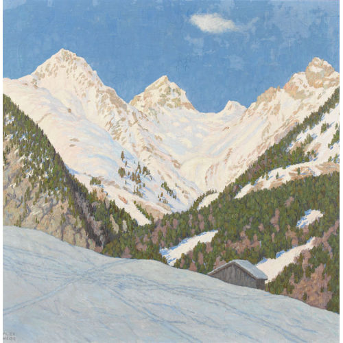 ALEXANDER WEISE : Verschneite Alpenlandschaft unter blauem Himmel (DOBIASCHOFSKY AUKTIONEN AG)