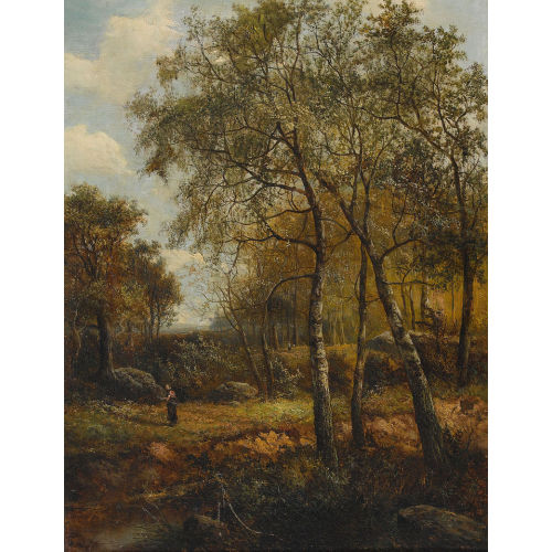 JOSEPH THORS : Waldlandschaft mit Reisigsammlerin (DOBIASCHOFSKY AUKTIONEN AG)