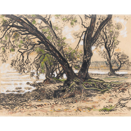 CHARLES L′EPLATTENIER : Morgennebel am Ufer des Neuenburgersees (DOBIASCHOFSKY AUKTIONEN AG)