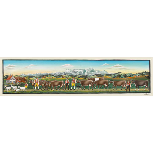 ERICH STAUB : Appenzeller Landschaft mit Alpaufzug (DOBIASCHOFSKY AUKTIONEN AG)