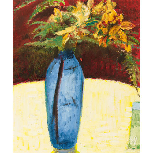 CUNO AMIET : Stillleben mit Lilien und Farn in blauer Vase (DOBIASCHOFSKY AUKTIONEN AG)