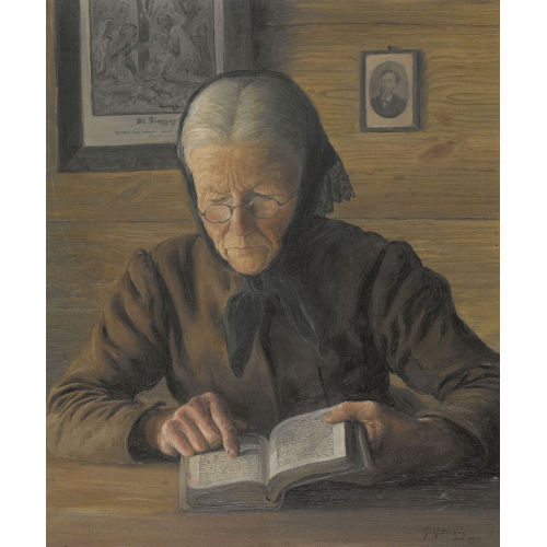 GOTTFRIED HERZIG : Lesende Grossmutter (DOBIASCHOFSKY AUKTIONEN AG)