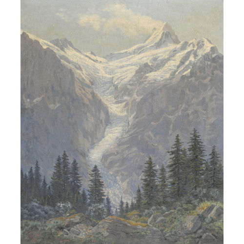 GOTTFRIED HERZIG : 'Schreckhorn und der Obere Grindelwaldgletscher' (DOBIASCHOFSKY AUKTIONEN AG)