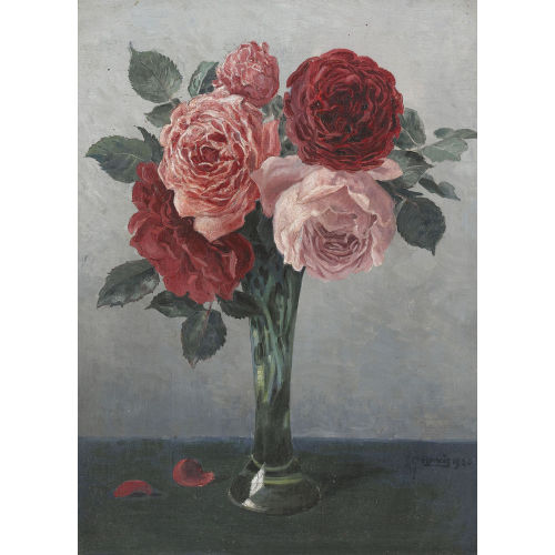 GOTTFRIED HERZIG : Rosen in einer Glasvase (DOBIASCHOFSKY AUKTIONEN AG)