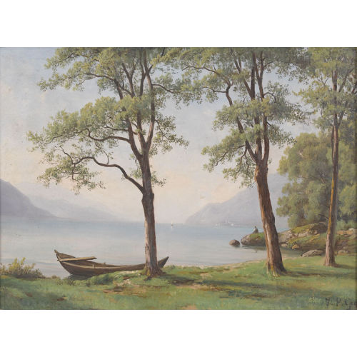 JEAN PHILIPPE GEORGE-JULLIARD : Sonnige Uferpartie am See (DOBIASCHOFSKY AUKTIONEN AG)