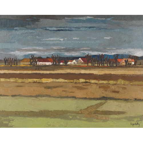 ROGER KATHY : Herbstliche Ackerlandschaft mit einem Weiler (DOBIASCHOFSKY AUKTIONEN AG)