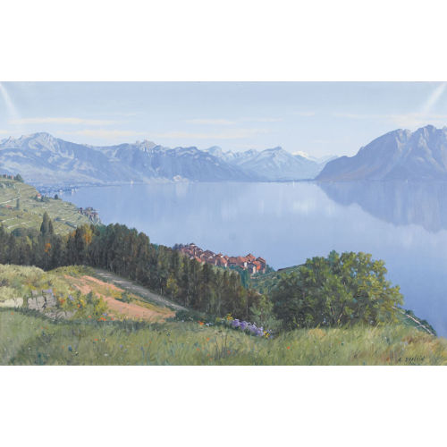 ALBERT DUPLAIN : Blick auf Grandvaux und den Genfersee (DOBIASCHOFSKY AUKTIONEN AG)