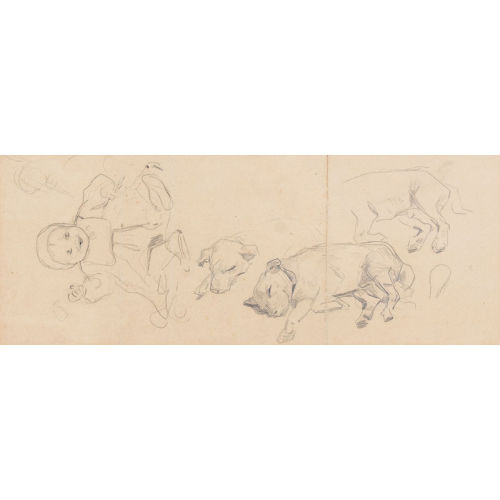 ALBERT ANKER : 'Hundestudie mit Kleinkind' (DOBIASCHOFSKY AUKTIONEN AG)