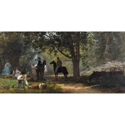 FIRMIN MARIE FRAN�OIS GIRARD : Feine Gesellschaft beim Picknick im Wald (DOBIASCHOFSKY AUKTIONEN AG)