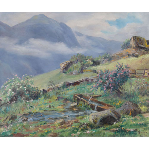 FRITZ-�DOUARD HUGUENIN-LASSAUGUETTE : Sommerliche Alppartie (DOBIASCHOFSKY AUKTIONEN AG)