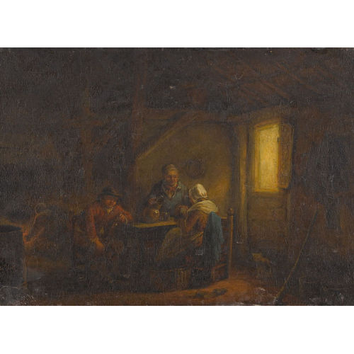 EUG�NE-FRAN�OIS DE BLOCK : Stubeninterieur mit drei Alten (DOBIASCHOFSKY AUKTIONEN AG)