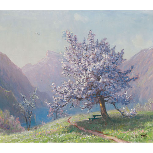 ALBERT HENRY JOHN GOS : Paysage du Chablais avec Dents du Midi (DOBIASCHOFSKY AUKTIONEN AG)