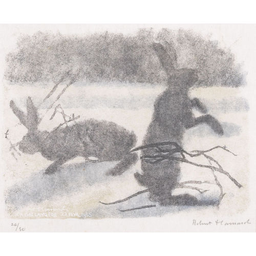 ROBERT HAINARD : 'Li�vres au clair de lune, l′un dress�' (DOBIASCHOFSKY AUKTIONEN AG)