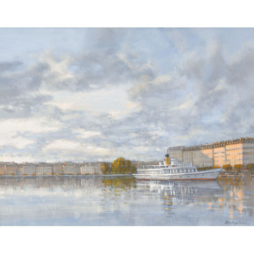 ROGER DELAPIERRE : 'Soleil sur le Quai du Mont-Blanc' (DOBIASCHOFSKY AUKTIONEN AG)