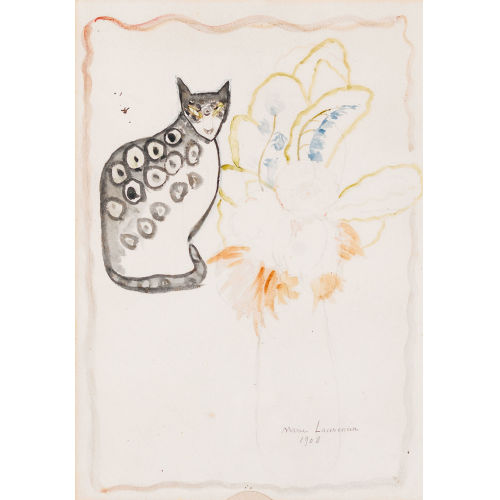 MARIE LAURENCIN : Le chat et les fleurs (DOBIASCHOFSKY AUKTIONEN AG)