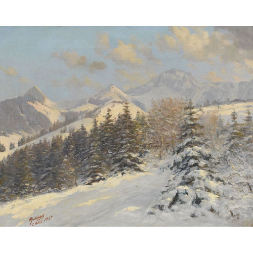 VINCENT AIM� GILLIAND : Dent de Jaman und Rocher de Naye im Schnee (DOBIASCHOFSKY AUKTIONEN AG)