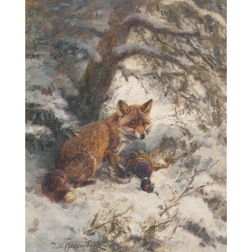 WILHELM BUDDENBERG : Winterlandschaft mit Fuchs und Fasan (DOBIASCHOFSKY AUKTIONEN AG)
