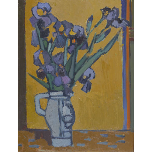 WILLI WABER : Schwertlilien in einer Henkelvase (DOBIASCHOFSKY AUKTIONEN AG)