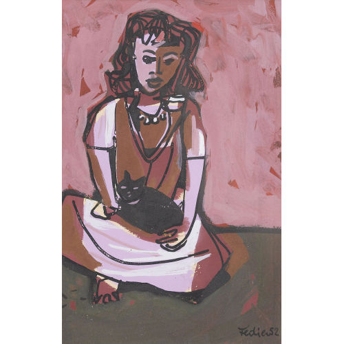FRANZ FEDIER : Kleines M�dchen mit Katze (DOBIASCHOFSKY AUKTIONEN AG)