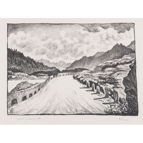 GIOVANNI GIACOMETTI : 'Strasse nach Maloja entlang dem Silsersee' (DOBIASCHOFSKY AUKTIONEN AG)