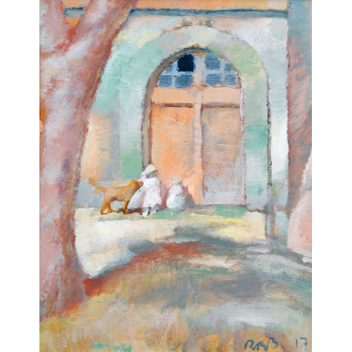 RODOLPHE TH�OPHILE BOSSHARD : Kinder mit Hund vor dem Haus (DOBIASCHOFSKY AUKTIONEN AG)