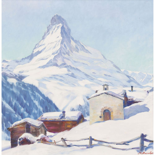 KARL ANNELER : Das Matterhorn an einem sonnigen Wintertag (DOBIASCHOFSKY AUKTIONEN AG)