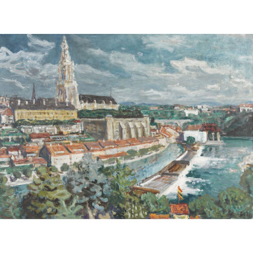 FRED STAUFFER : Blick auf das Berner M�nster und das Schwellenm�tteli (DOBIASCHOFSKY AUKTIONEN AG)