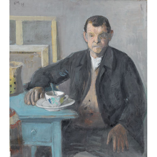 ERNST MORGENTHALER : Sitzender Mann am blauen Tisch (DOBIASCHOFSKY AUKTIONEN AG)