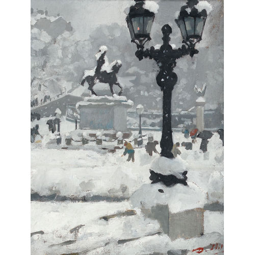 JEAN-DANIEL IHLY : 'La place Neuve sous la neige' (DOBIASCHOFSKY AUKTIONEN AG)