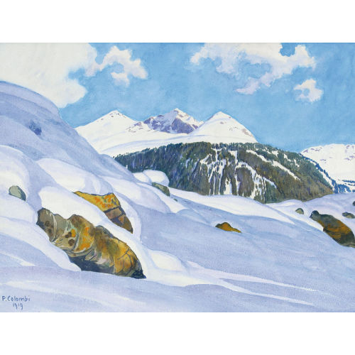 PLINIO COLOMBI : Sonnige Winterlandschaft in den Bergen (DOBIASCHOFSKY AUKTIONEN AG)