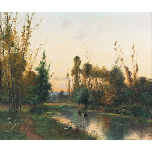PIERRE ERNEST BALLUE : Flusslandschaft am Abend (DOBIASCHOFSKY AUKTIONEN AG)