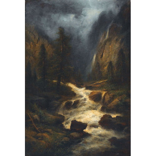 JOSEPH BERNARDI : 'Gebirgsschlucht mit Wasserfall im Berner Oberland' (DOBIASCHOFSKY AUKTIONEN AG)