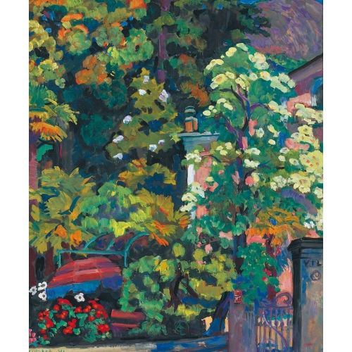 ALEXANDRE CINGRIA : Sommerliche Gartenpartie mit einer Villa (DOBIASCHOFSKY AUKTIONEN AG)