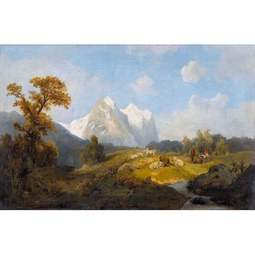 CARL JOHANN FRIEDRICH TOECHE : Das Wetterhorn von Hasliberg aus (DOBIASCHOFSKY AUKTIONEN AG)