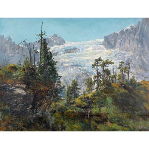 AUGUSTE HENRI BERTHOUD : 'Le Glacier de Rosenlaui' (DOBIASCHOFSKY AUKTIONEN AG)