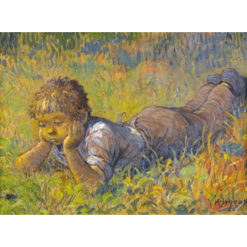 KARL SCHENK : Liegender Knabe im Gras (DOBIASCHOFSKY AUKTIONEN AG)