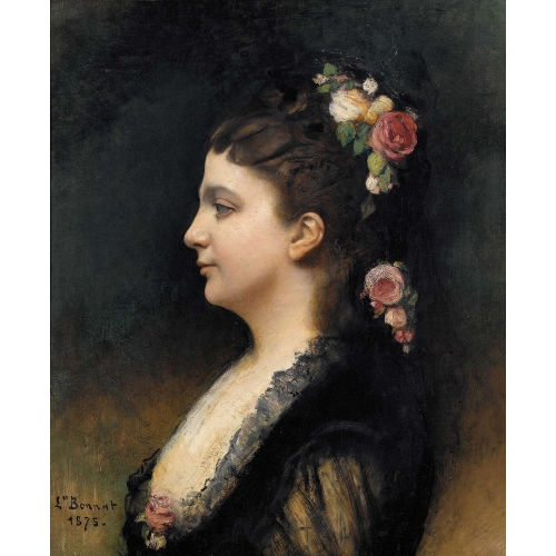 L�ON JOSEPH FLORENTIN BONNAT : Portr�t einer Dame mit Blumenschmuck (DOBIASCHOFSKY AUKTIONEN AG)