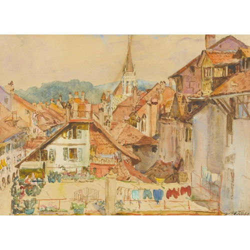 ADOLF TI�CHE : 'An der Brunngasse in Bern' (DOBIASCHOFSKY AUKTIONEN AG)