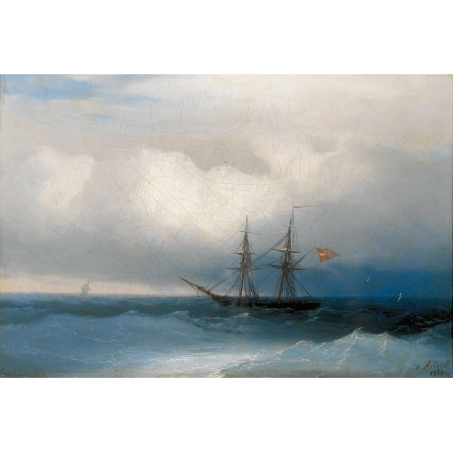 IVAN KONSTANTINOVICH AIVAZOVSKI : 'Meeressturm in K�stenn�he bei Biarritz' (DOBIASCHOFSKY AUKTIONEN AG)