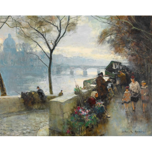 JULES REN� HERV� : Pariser Quai mit Pont des Arts (DOBIASCHOFSKY AUKTIONEN AG)