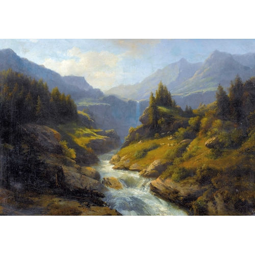 CARL FRIEDRICH SEIFFERT : Gebirgsbach mit Wasserfall (DOBIASCHOFSKY AUKTIONEN AG)