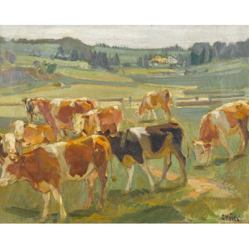 ERNST II HODEL : Weidende Kuhherde (DOBIASCHOFSKY AUKTIONEN AG)