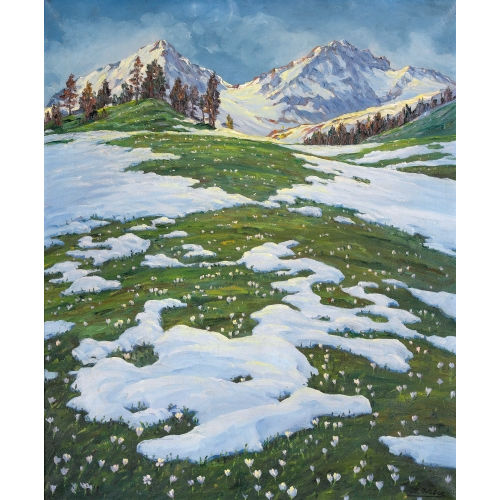 AUGUST WEBER : Schneeschmelze auf der Alp (DOBIASCHOFSKY AUKTIONEN AG)