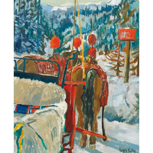 ROGER KATHY : 'Pferdekutsche im schneebedeckten St. Moritz' (DOBIASCHOFSKY AUKTIONEN AG)