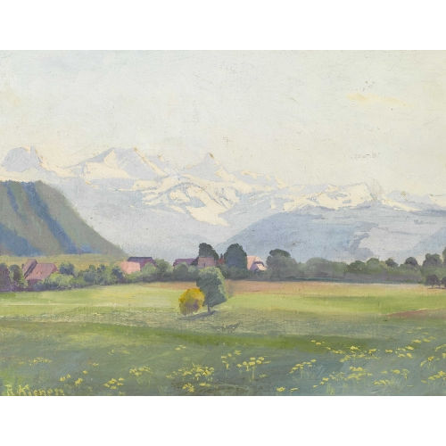 ROBERT KIENER : Sommerlandschaft mit Alpenpanorama (DOBIASCHOFSKY AUKTIONEN AG)
