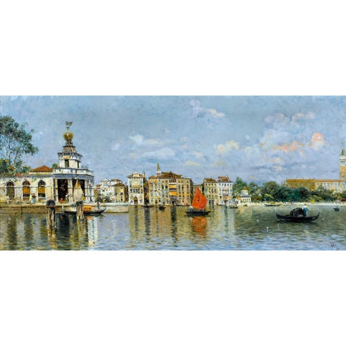 ANTONIO MAR�A DE REYNA MANESCAU : Blick auf Venedig mit Gondoliere (DOBIASCHOFSKY AUKTIONEN AG)