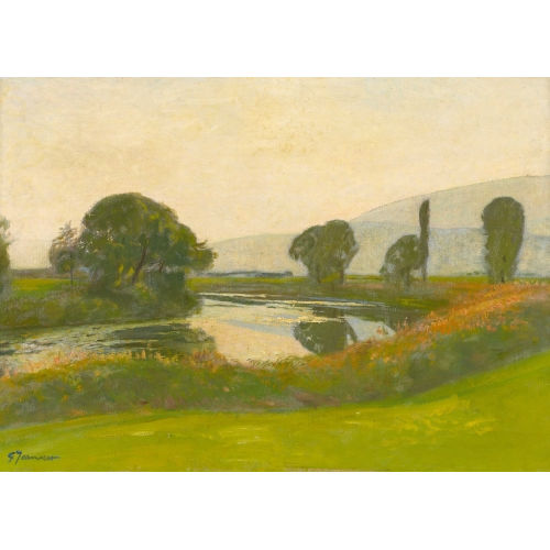 GUSTAVE JEANNERET : Abendliche Flusspartie (DOBIASCHOFSKY AUKTIONEN AG)