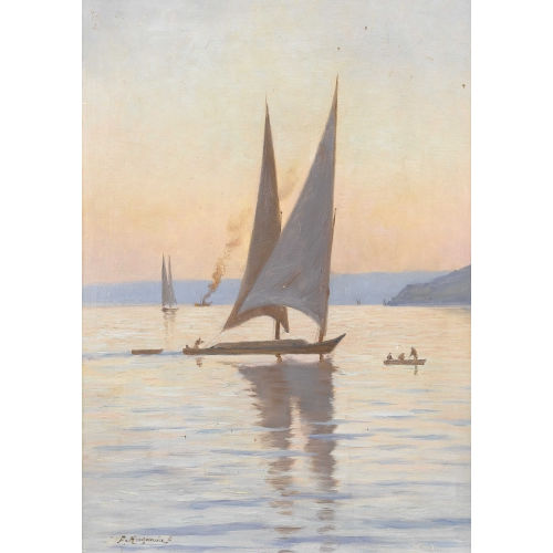 FRITZ-�DOUARD HUGUENIN-LASSAUGUETTE : Barque sur le L�man (DOBIASCHOFSKY AUKTIONEN AG)