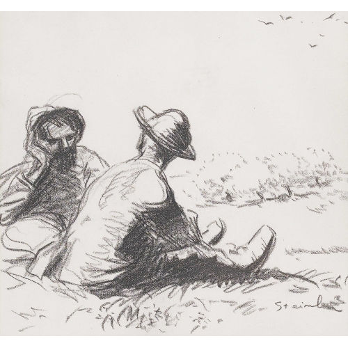 TH�OPHILE-ALEXANDRE STEINLEN : 'Deux paysans assis' (DOBIASCHOFSKY AUKTIONEN AG)
