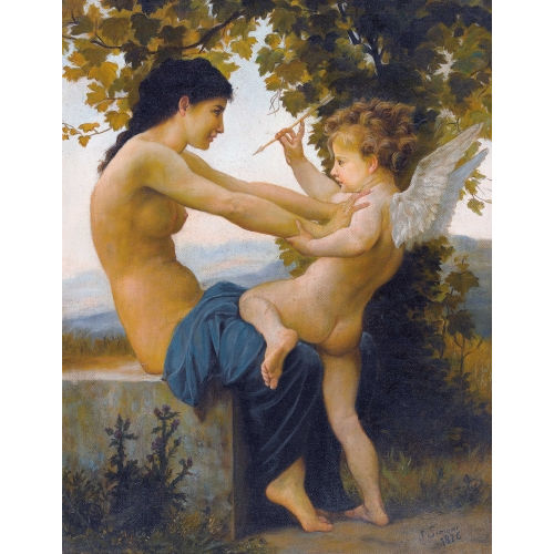 WILLIAM ADOLPHE BOUGUEREAU : 'A Young Girl Defending Herself against Eros' (DOBIASCHOFSKY AUKTIONEN AG)